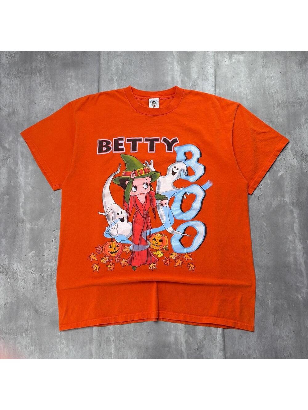 Vintage 2000 Orange Betty Boop Grunge Halloween T-Shirt